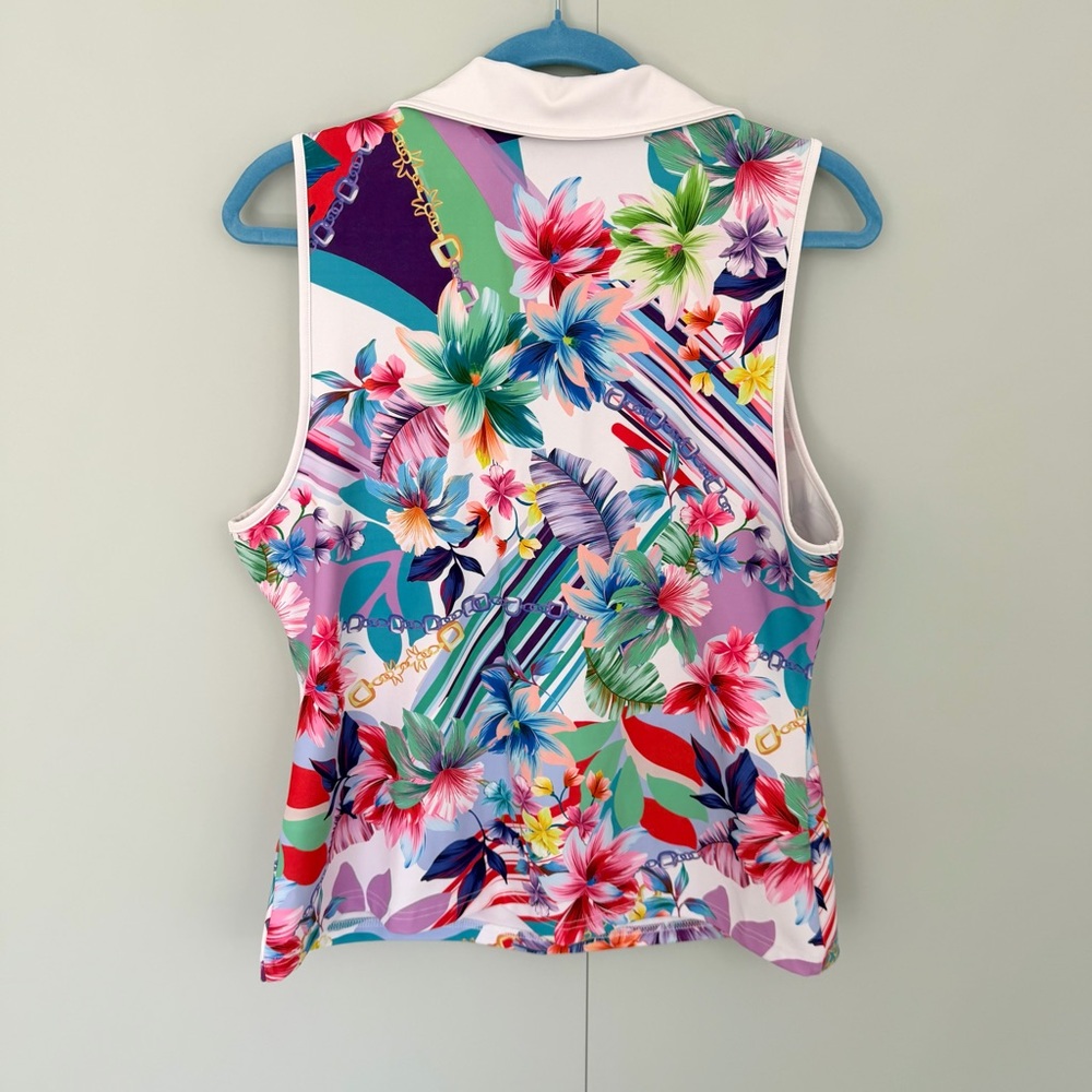 BOSTON PROPER B-Active Printed Polo Sport Top Style 2CM4990 - Picture 5 of 7
